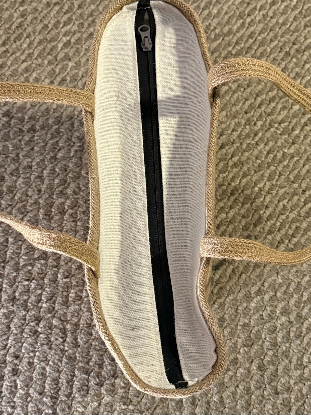 Jute Straw Tote Bag in Natural Beige and Cream Inch ( 16 H * 9 W) New - Picture 8 of 8
